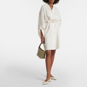 LORO PIANA Elegant Kristen Cream Silk Shirt Dress